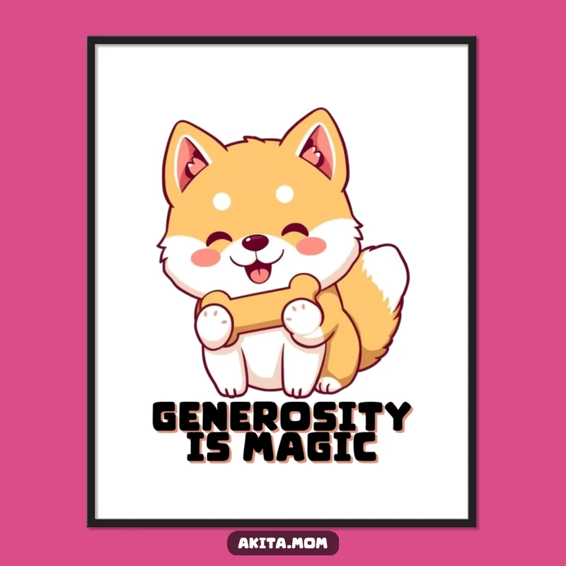 Funny Kawaii Akita Bone Digital Art: Instant Sweet Decor Gift!