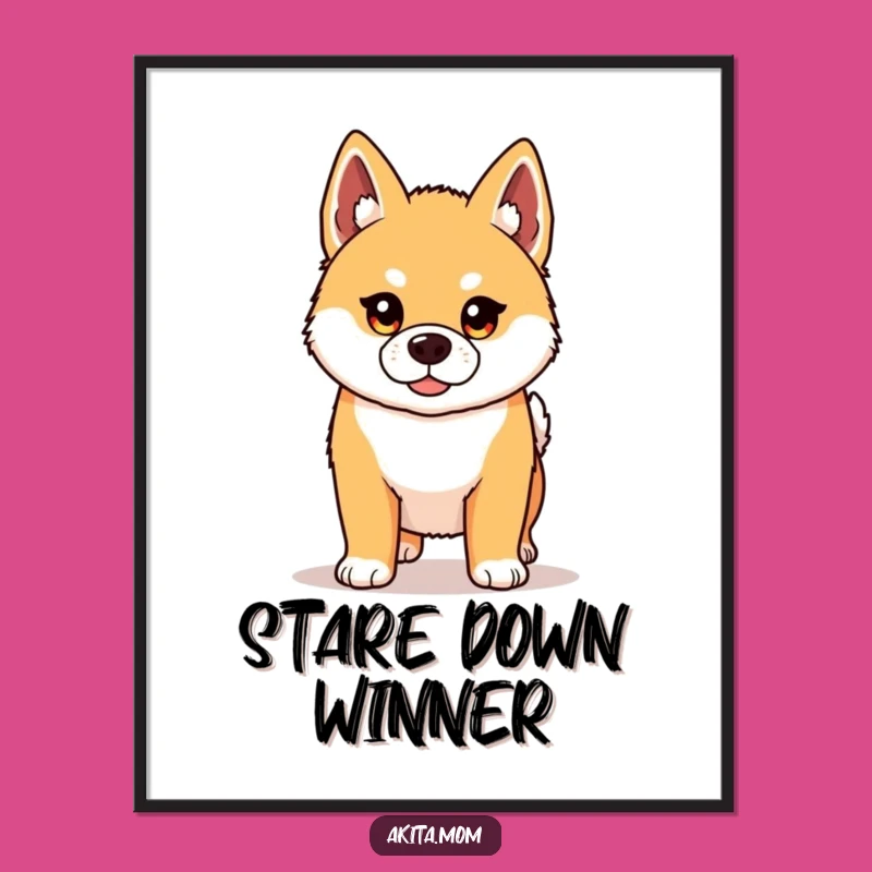 Funny Kawaii Akita Digital Print: Proud Dog Art for Instant Decor