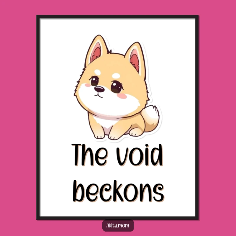 Funny Kawaii Akita Focus Digital Art: Concentrated Dog Portrait, Instant Intense Decor