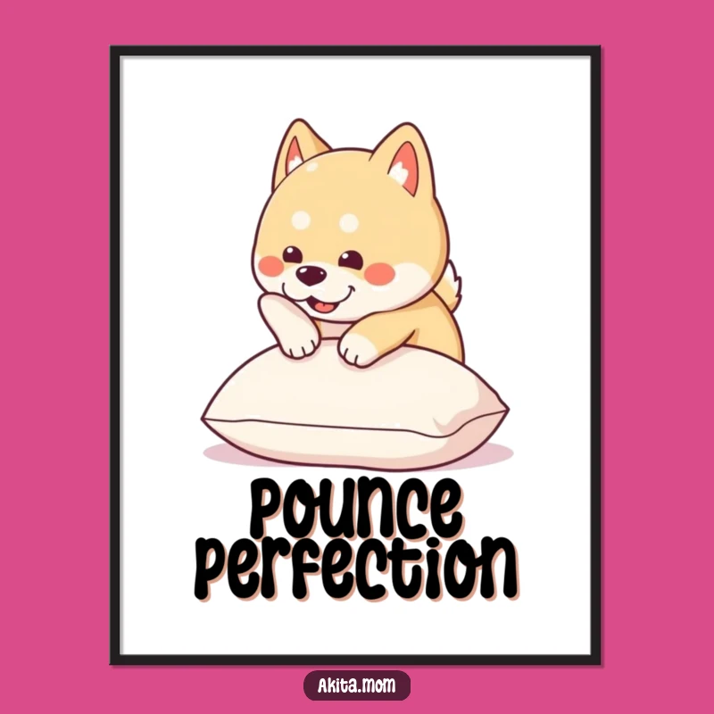 Funny Kawaii Akita Pounce Digital Print: Instant Hilarious Dog Art for Your Walls