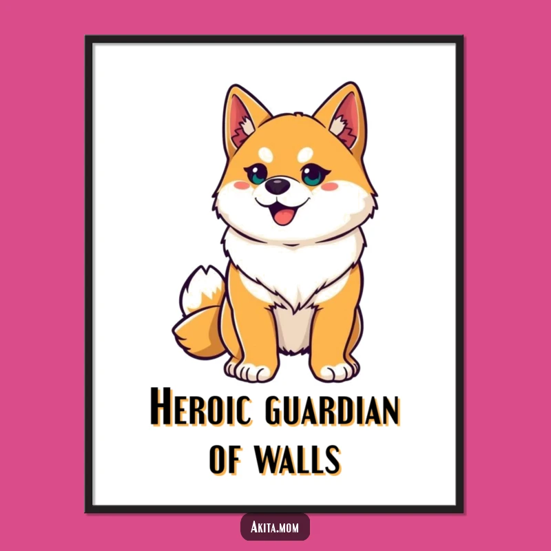 Funny Akita Hero Digital Art: Heroic Canine Ambiance for Your Walls