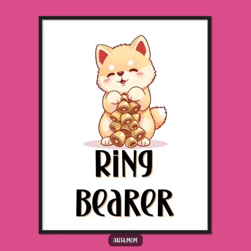 Funny Akita Bell Balance Digital Art - Instant Puppy Whimsy Gift