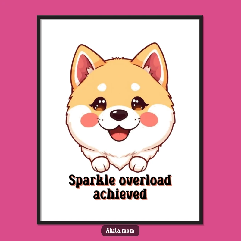 Kawaii Akita Digital Art Print: Adorable & Funny Dog Decor