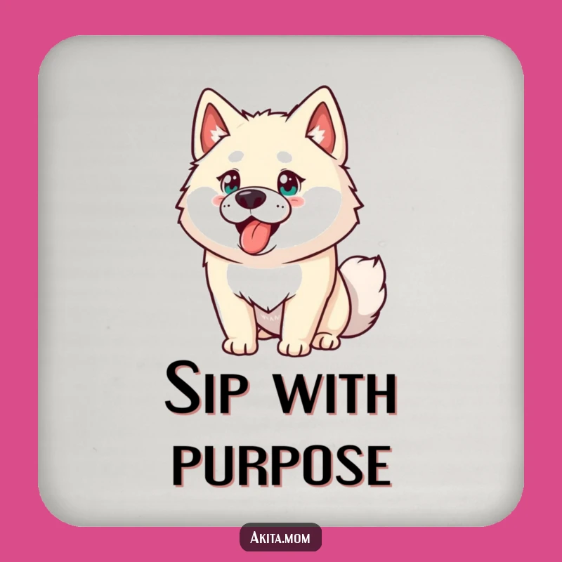 Funny Akita Coaster Set: Energetic Dog Protection, Humorous Table Gift