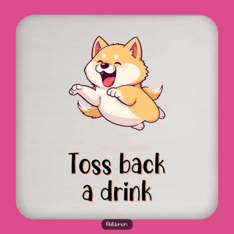 Funny Akita Leap Coaster: Playful Drink Protector - Cute Gift