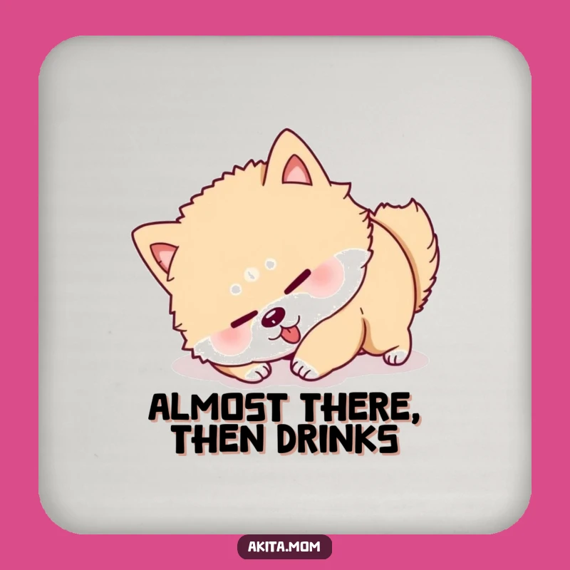Funny Akita Roll Over Coaster Set: Protect Surfaces with Humor