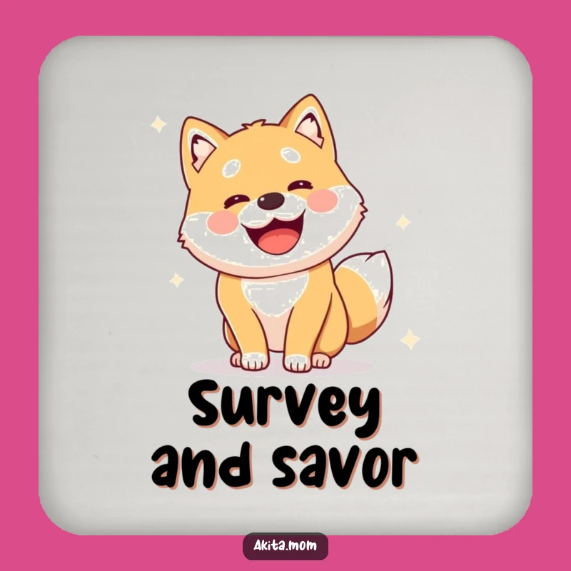 Funny Alert Akita Survey Coaster Set: Protect Surfaces with Vigilant Charm