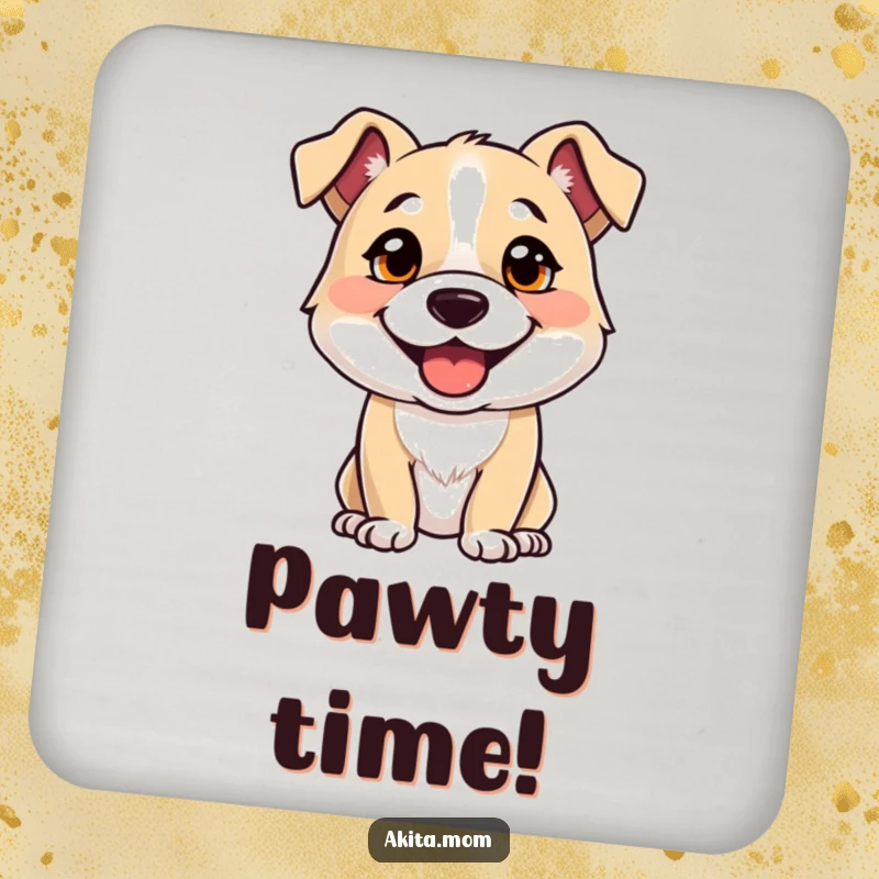 Funny drink coaster showcasing a strong, alert dog with a happy expression, protecting furniture with canine charm.