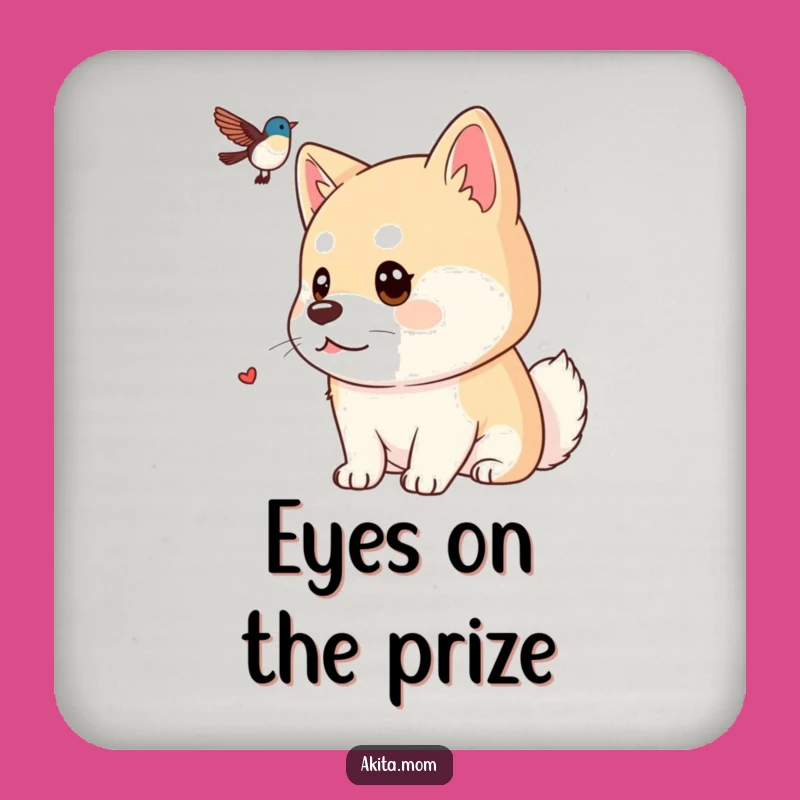 Funny Kawaii Akita Coaster Set: Focused Dog Gaze Drink Mats, Perfect Housewarming Gift