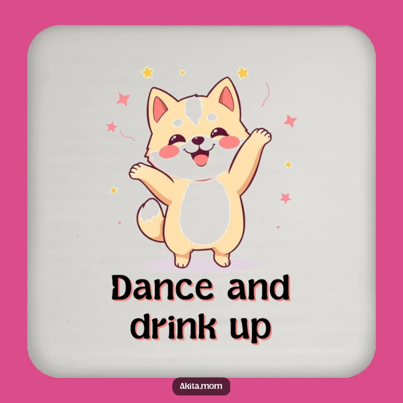Funny Kawaii Akita Dance Coasters: Protect Surfaces with Happy Dog Style