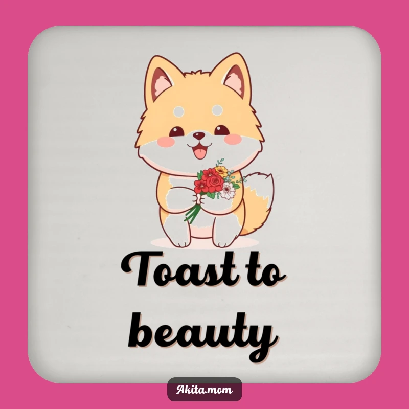 Funny Kawaii Akita Flower Coaster: Protect Surfaces Gift!