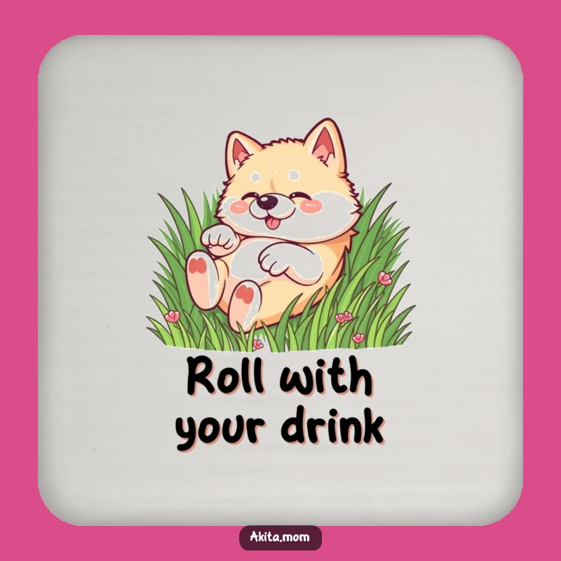 Funny Kawaii Akita Grass Coasters: Protect Surfaces with Play