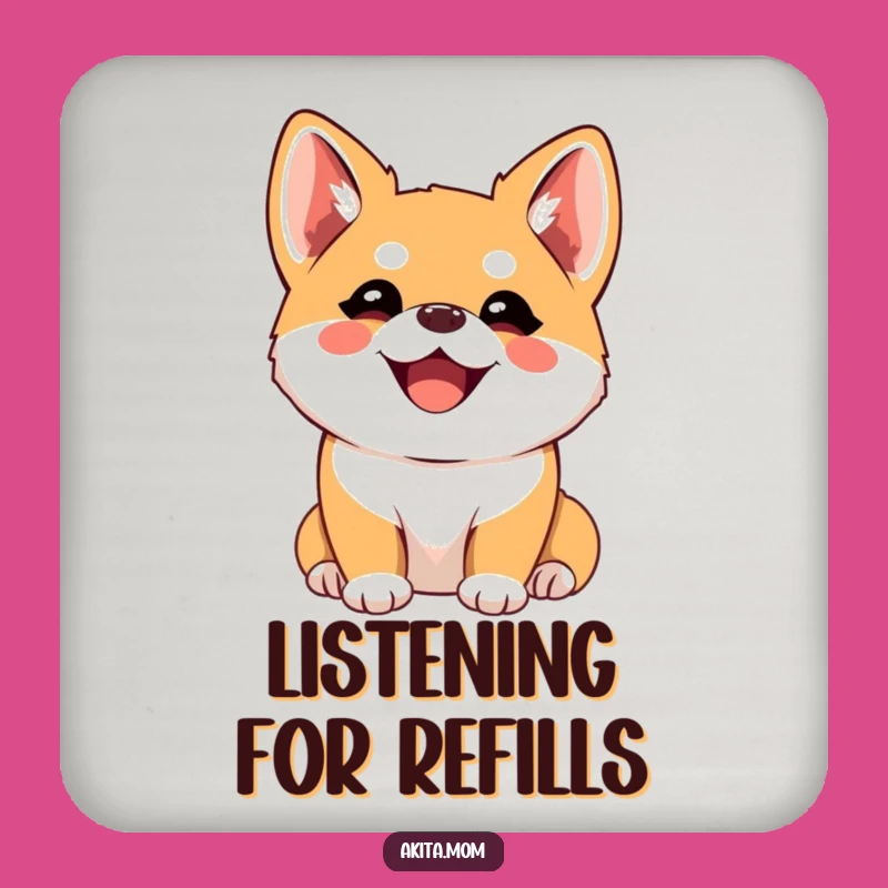 Funny Kawaii Akita Joyful Listener Coaster - Drink Gift