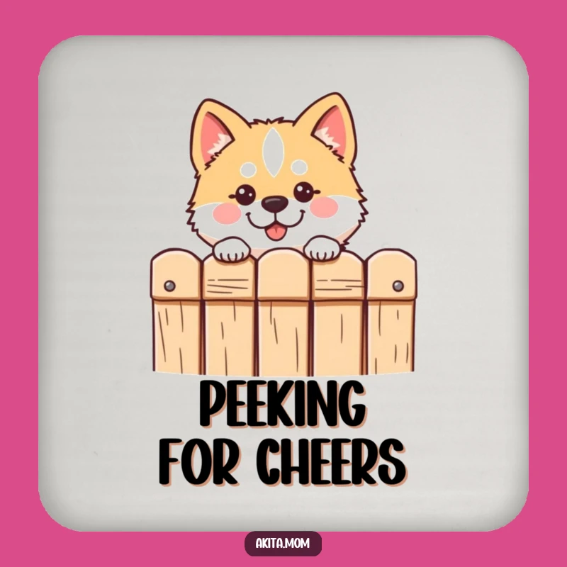 Funny Kawaii Akita Peeking Coaster: Cute & Hilarious Protection for Surfaces