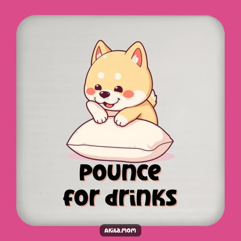 Funny Kawaii Akita Pounce Coaster: Cute & Hilarious Protection for Your Surfaces
