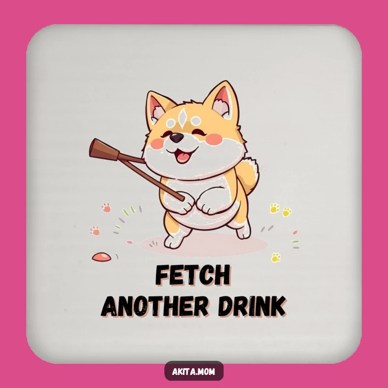 Funny Kawaii Akita Stick Hunter Coasters: Protect Surfaces with Focus