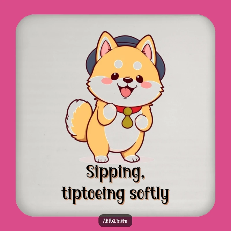 Funny Kawaii Akita Tiptoe Joy Coaster - Tabletop Gift