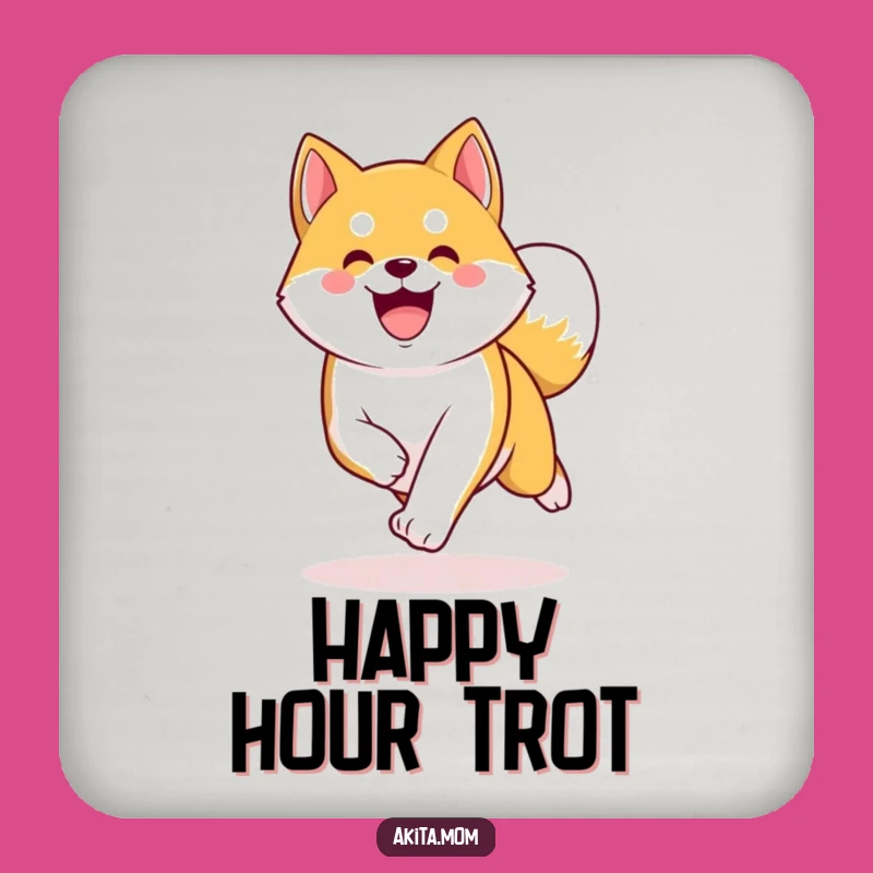 Funny Kawaii Akita Coaster Set: Energetic Trotter Art, Humorous Table Protection