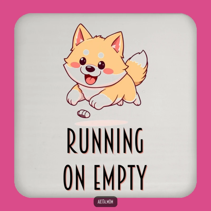 Protect your surfaces with these fun coasters featuring a kawaii Akita in a happy, bounding run. Add a burst of energy to your home!