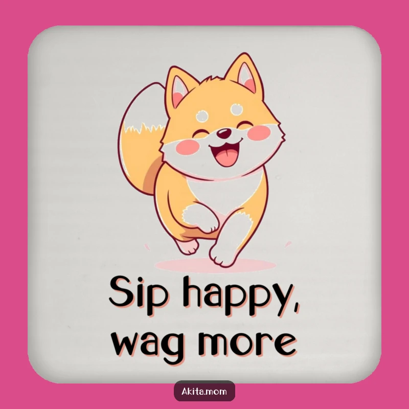 Funny Kawaii Akita Coaster Set: Joyful Dog for Table Protection