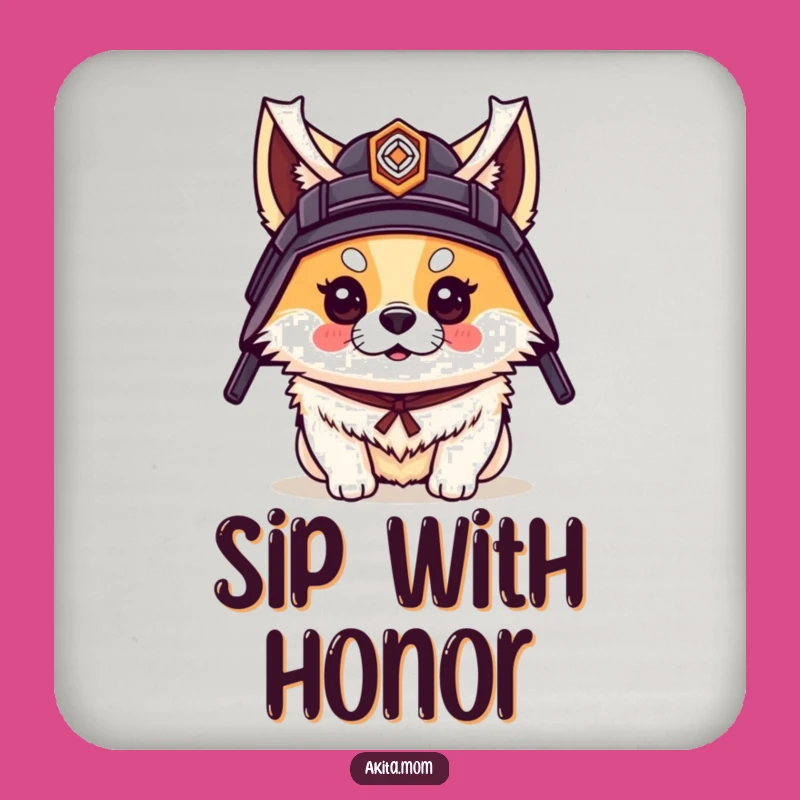 Funny Akita Samurai Coaster: Warrior Drink Protector - Cute Gift
