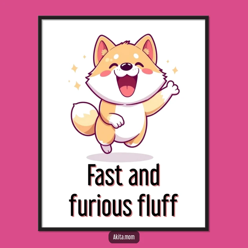 Funny Akita Zoomie Poster: Energetic Wall Art for Dog Lovers
