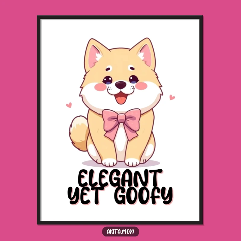 Funny Akita Poster: Bowing Dog Art, Humorous Wall Decor Gift