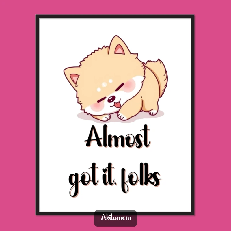 Funny Akita Roll Over Poster: Hilarious Wall Art for Dog Lovers