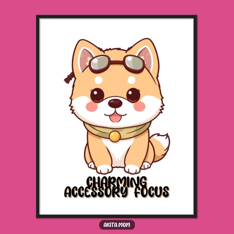 Funny Kawaii Akita Accessory Poster: Decorate with Style