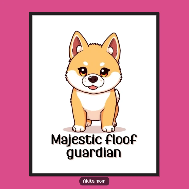 Funny Kawaii Akita Poster: Proud Dog Art for Wall Decor