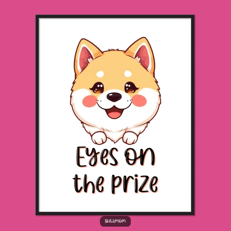 Happy Kawaii Akita Poster: Cute & Funny Dog Wall Art