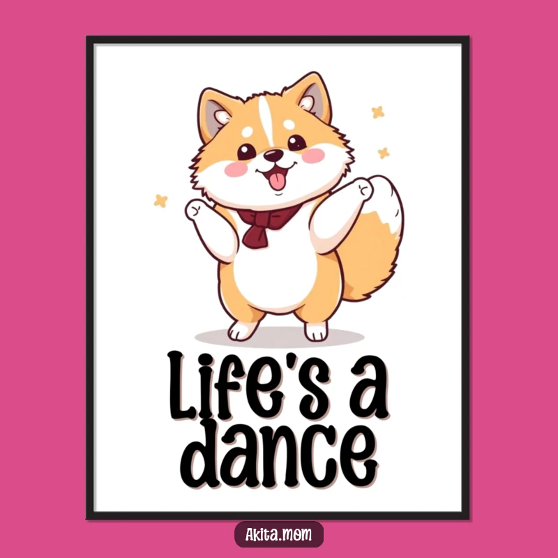 Artful Motion: Funny Kawaii Akita Spin Poster