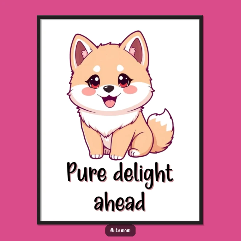 Funny Akita Poster: Eager Dog Art, Humorous Wall Decor Gift