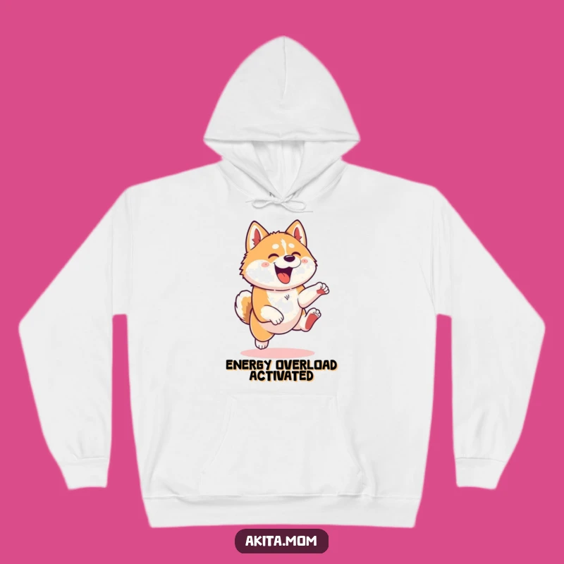 Cozy Funny Kawaii Akita Dog Leaping Hoodie - Warmth & Playful Humor Gift!