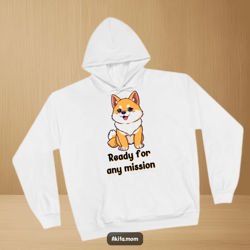 Funny Akita hoodie showcasing a proud Akita striking a heroic pose, exuding strength and a touch of playful defiance.