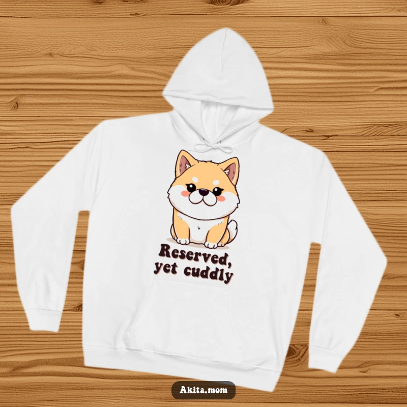 Funny Kawaii Akita hoodie displaying a dignified dog with a stern but loving gaze, perfect for chilly days and Akita appreciation.