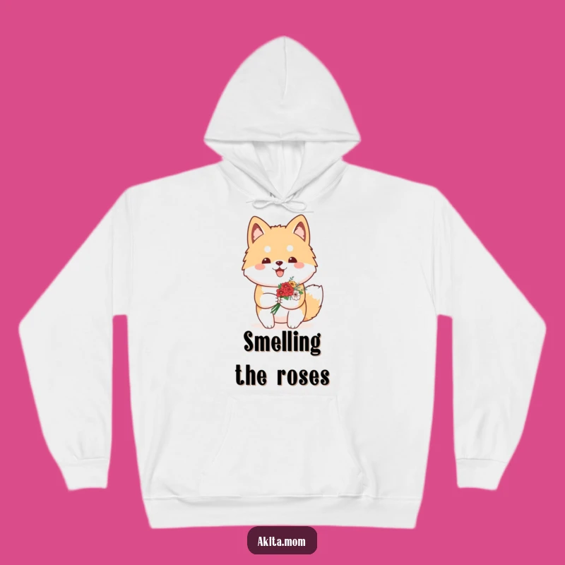Cozy Funny Kawaii Akita Flower Hoodie: Warm & Proud Dog Gift!