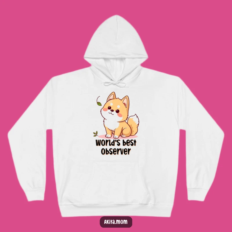 Cozy Funny Kawaii Akita Hoodie: Alert Leaf Observer, Warm & Humorous Gift Idea
