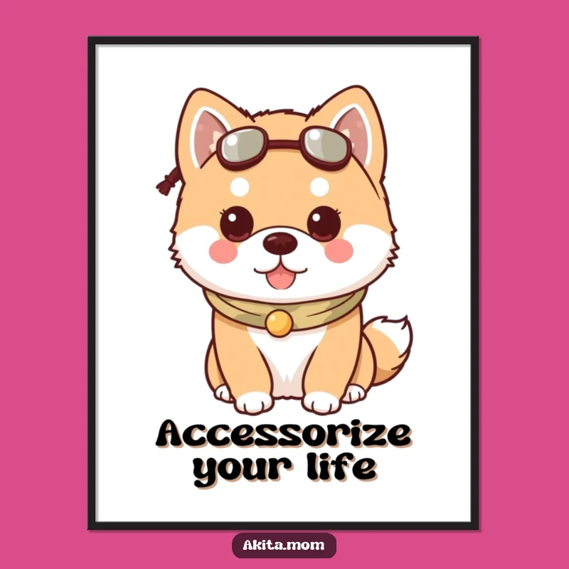 Free Printable Kawaii Akita Accessory Art: Stylish Dog Downloadable Decor