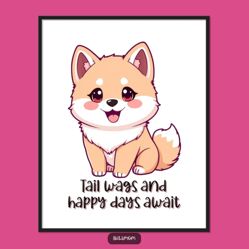 Free Printable Akita Wall Art: Eager Dog Joy, Wagging Tail Downloadable Art