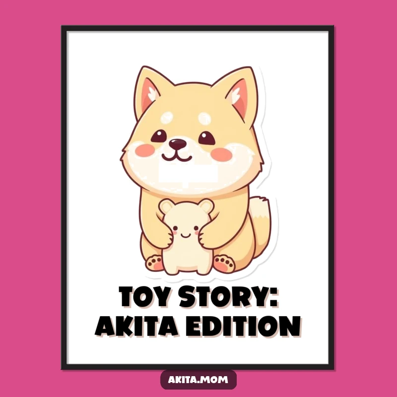 Free Printable Akita Wall Art: Guarding Toy, Funny Downloadable Decor