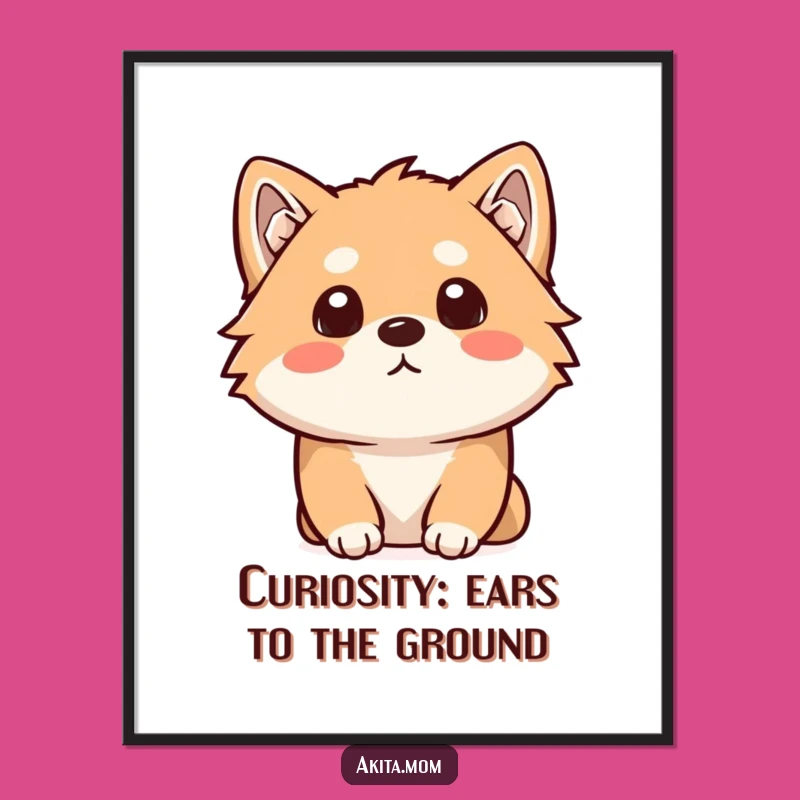 Free Printable Kawaii Akita Wall Art: Curious Listening Dog Funny Downloadable Art