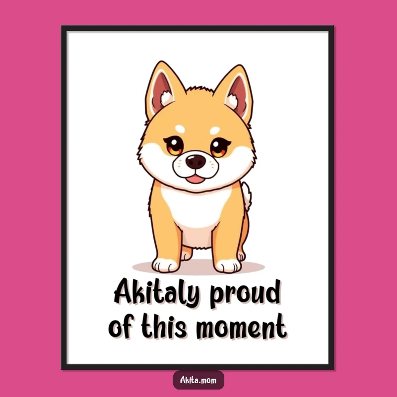 Free Printable Kawaii Akita Wall Art: Proud Standing Dog Funny Downloadable Art
