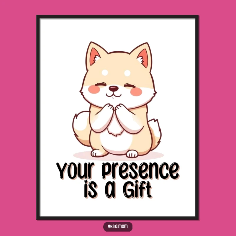 Free Printable Wall Art: Dignified Kawaii Akita Bowing, Downloadable Elegant Decor Gift