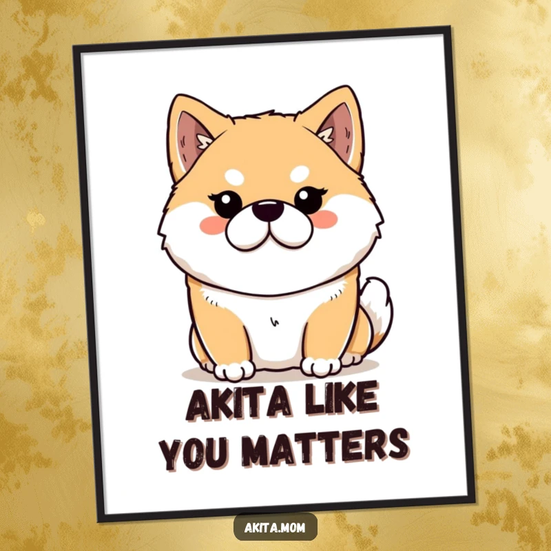 Funny Free Printable Wall Art: Dignified Kawaii Akita with a stern, loving expression, offering quiet companionship.