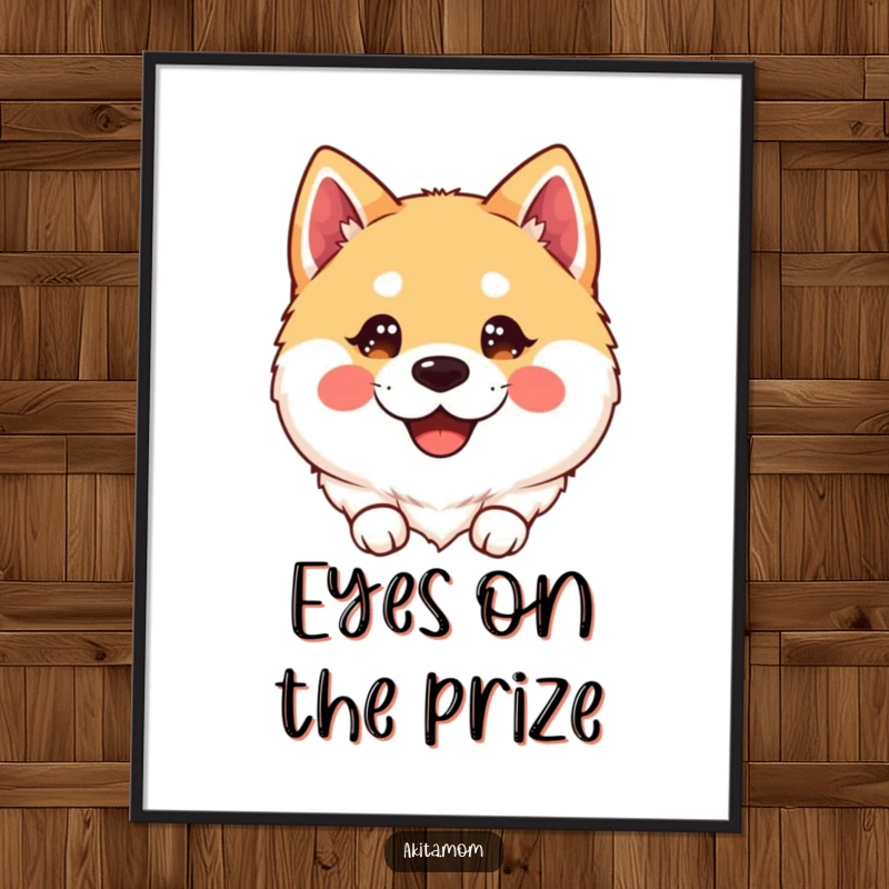 Free Printable Kawaii Wall Art: A super cute Akita dog with sparkling eyes and a wide, happy smile, radiating joy.