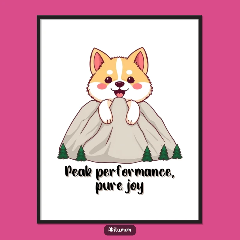 Funny Free Printable Wall Art: Akita Mountain Peek, Downloadable Dog Art