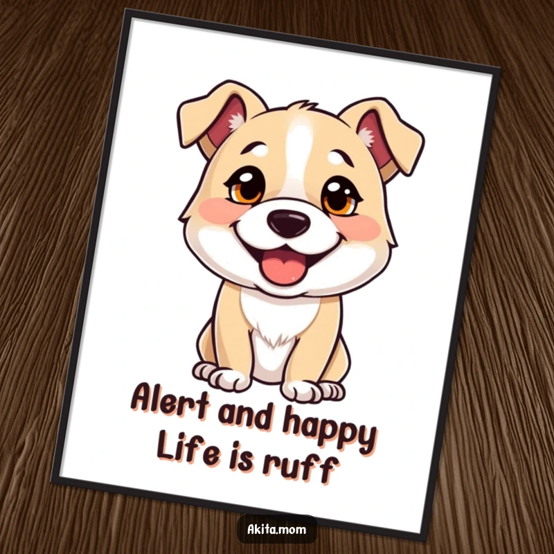 Funny Free Printable Wall Art: An alert, strong dog with a perky, happy expression, exuding pure joy and readiness.