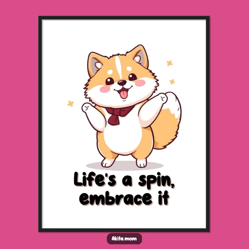 Free Printable Kawaii Akita Wall Art: Funny Dancing Decor, Downloadable Art