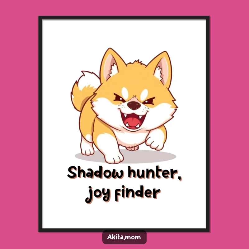 Free Printable Kawaii Akita Wall Art: Playful Pouncing Dog Funny Downloadable Art